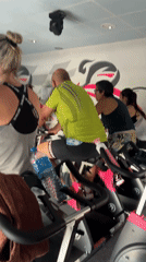 Cycling class underway at Saint-Galmier gym Thursday afternoon