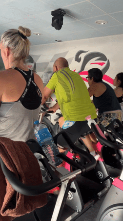 Cycling class underway at Saint-Galmier gym Thursday afternoon