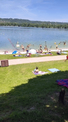 Spring day leisure activities captured at Vaulx-en-Velin waterfront locations