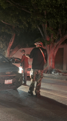 Late-night street musicians and vintage car spotted in Puebla