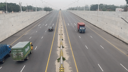 Empty highway documented in Purbachal, Bangladesh early morning hours