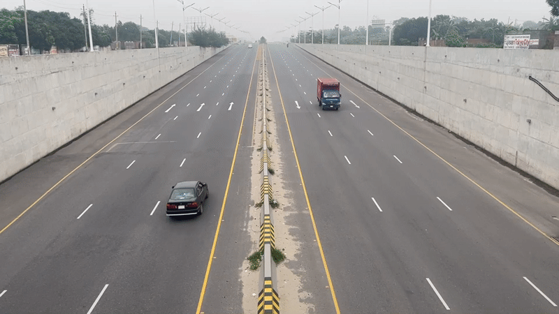 Empty highway documented in Purbachal, Bangladesh early morning hours