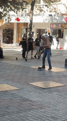 Elderly man performs street dance in central Plovdiv