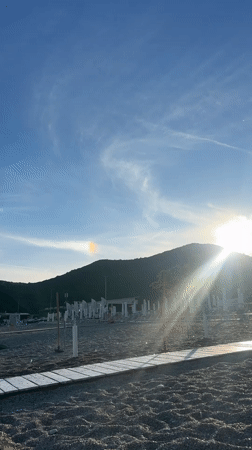 Clear skies and beach activities observed in Prijevor, Montenegro