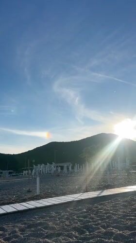 Clear skies and beach activities observed in Prijevor, Montenegro