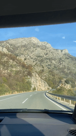 Car journey documented through Montenegro's mountainous roads