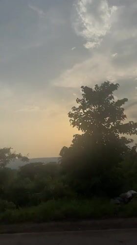 Sunset filmed over rural Umuoye, Nigeria landscape