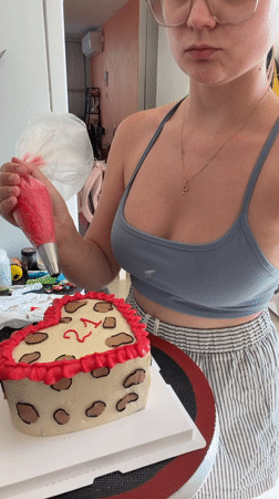 Heart-shaped leopard print cake baked and decorated in Tel Aviv