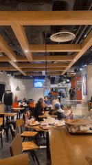 Stockholm fast-food restaurant interior captured during evening dining hours