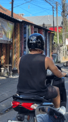 Morning traffic flows through North Kuta streets