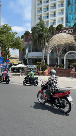 Motorbike traffic captured on video in Nha Trang, Vietnam