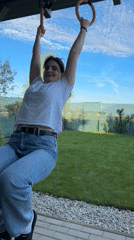 Couple enjoys backyard barbecue and exercise in Slovak village