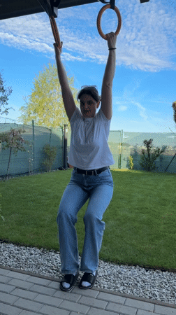 Couple enjoys backyard barbecue and exercise in Slovak village