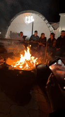 Nighttime bonfire gathering in Пакли, Russia