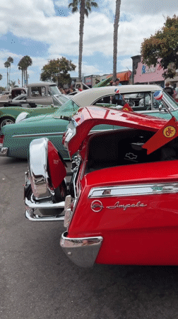 Classic car meetup in San Diego, lowriders and muscle on display