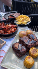 Restaurant lunch with BBQ and Guinness in Nesebar