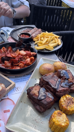 Restaurant lunch with BBQ and Guinness in Nesebar
