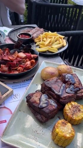 Restaurant lunch with BBQ and Guinness in Nesebar