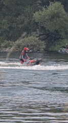 Jet skiing and flyboarding on a Moscow lake