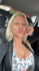 Woman takes car selfies in Plovdiv, Bulgaria