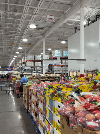 Shoppers browse merchandise at Costco warehouse store in Puebla