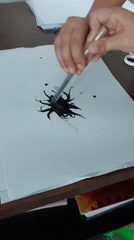 Ink and paper art project in Baan Mae Nam