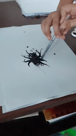 Ink and paper art project in Baan Mae Nam