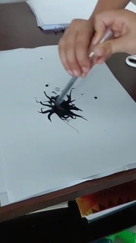 Ink and paper art project in Baan Mae Nam