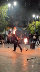 Fire staff performance lights up a night in Astana
