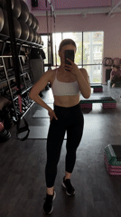 Woman takes gym selfie in Ternopil, Ukraine