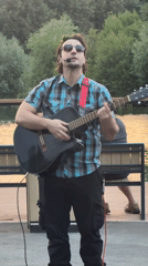 Acoustic street set on a Moscow waterfront deck