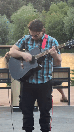 Acoustic street set on a Moscow waterfront deck