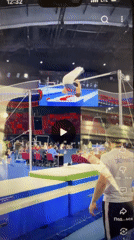 Gymnast video viewed on phone in Yerevan Armenia