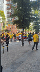 Colombian soccer fans march through downtown Vancouver