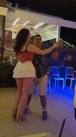 Open-air dancing under string lights in Roseto degli Abruzzi