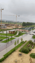 Rainy construction site on Yekaterinburg's overcast outskirts