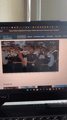 Victory Day parade livestreamed on laptop in Saint Petersburg