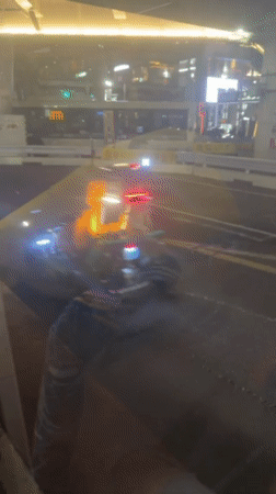 Construction vehicle spotted in cordoned zone on Shibuya street