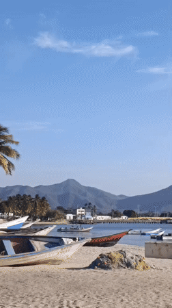 Evening scenes captured in Juan Griego: beach boats, town square