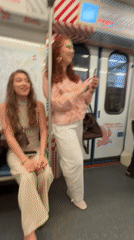 Subway car interior documented in Russian city transit system