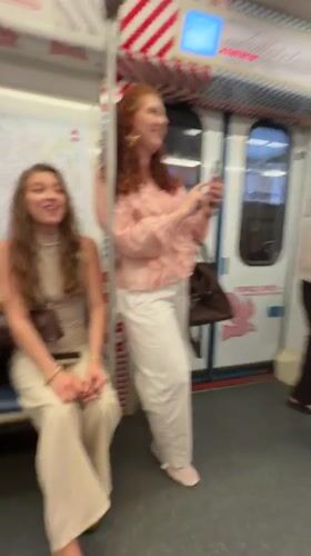 Subway car interior documented in Russian city transit system