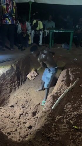 Nighttime digging and tethered cow observed in Eziudo, Nigeria