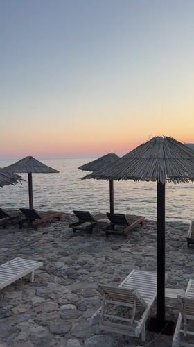 Adriatic sunset wraps a quiet evening at Sutomore beach