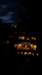 Evening stroll through illuminated Yerevan captures blue statue, parks