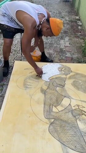 Artist creates large outdoor painting in Ado, Nigeria