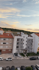 Sunset observed over Bragança residential neighborhoods, Portugal