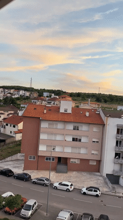 Sunset observed over Bragança residential neighborhoods, Portugal