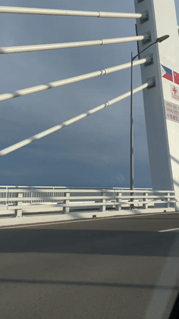 Morning traffic crosses China Aid bridge in Davao City