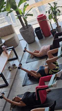 Women attend fitness class at Puebla studio