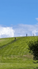 Sunny afternoon on a green hillside in Riga